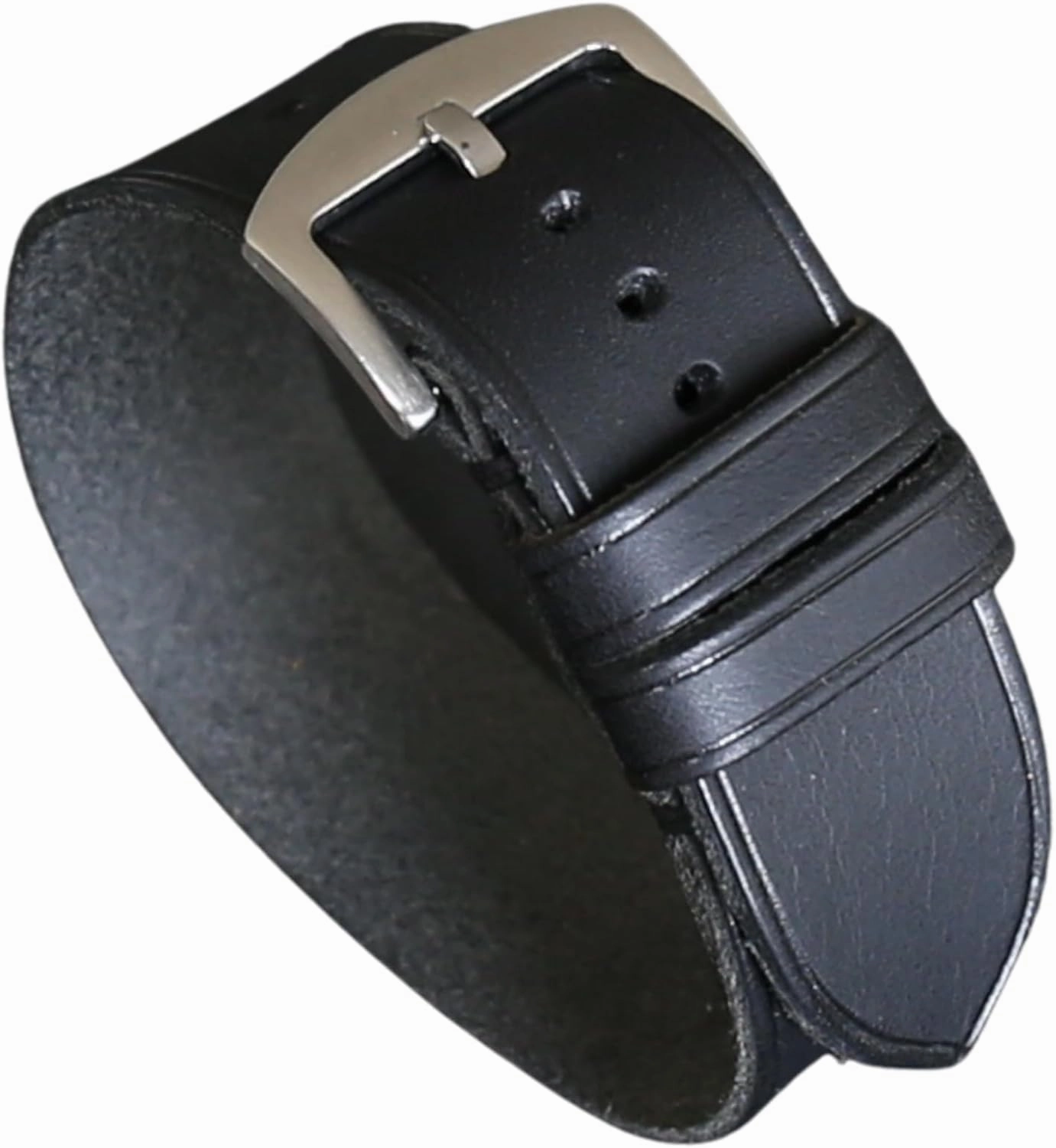 Handmade Black Italian Leather Watch Band – Badalassi Carlo Veg-Tanned Leather, Durable Single-Pass Design, Available in 18mm-26mm