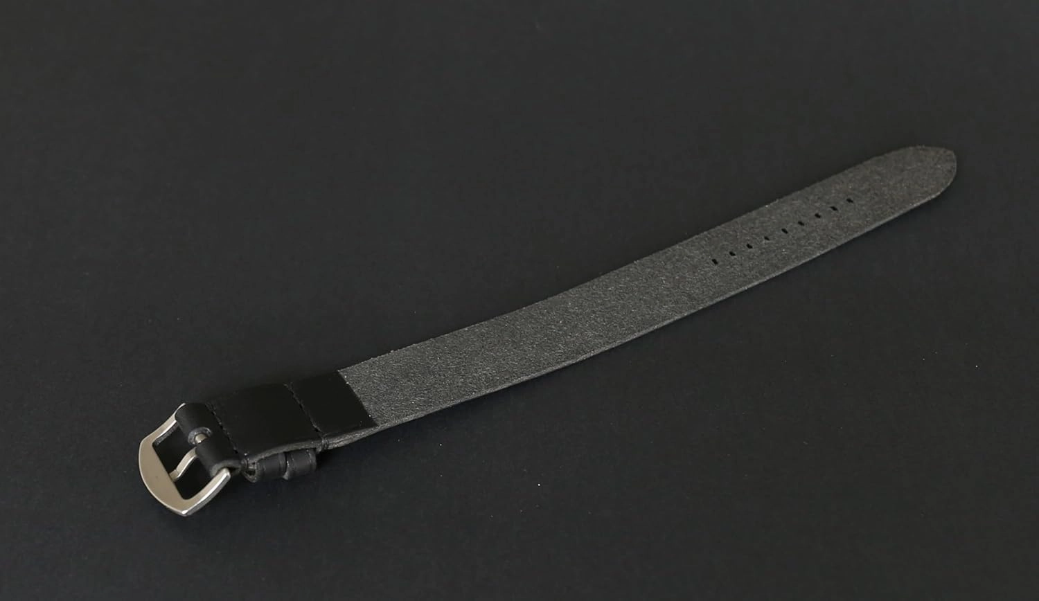 Handmade Black Italian Leather Watch Band – Badalassi Carlo Veg-Tanned Leather, Durable Single-Pass Design, Available in 18mm-26mm