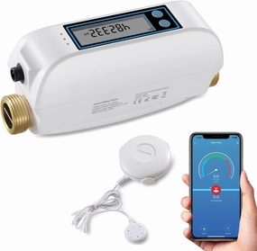 Haozee WiFi Smart Water Valve and Automatic Shutoff,with Wi-Fi Water Leak Detector,Water Flow Meter,Built in Rechargable Battery,for DN20 3/4-Inch Diameter Pipe