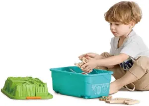 Hape: Farmyard Train Bucket Set - Wooden Train Animal Set, Building Toy, Storage Box, Build A Farm Landscape Around Your Train, Toddlers & Kids Age 3 