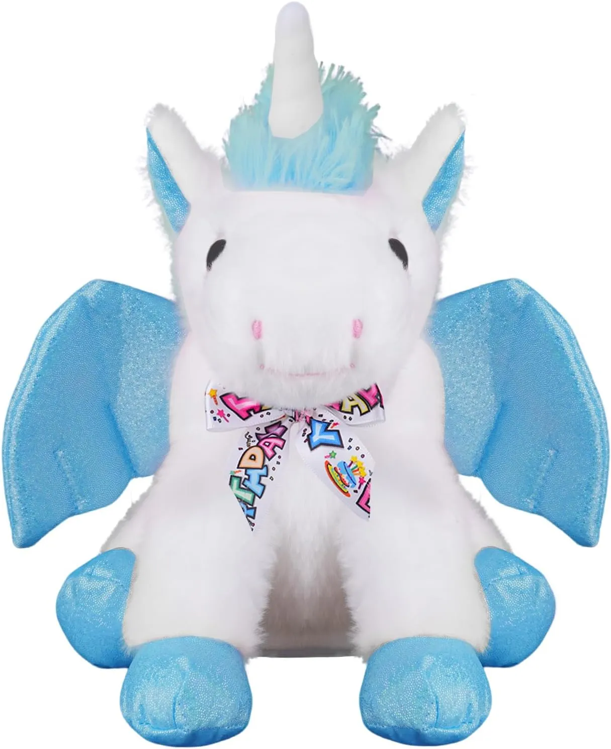 Happy Birthday Gifts Unicorn Plush Toy The Cormers Glowing Singing Happy Birthday Song,Unicorn Stuffed Animail with Moving Wings,Party Gift for Toddlers Boys Girls Kids, 11" Blue