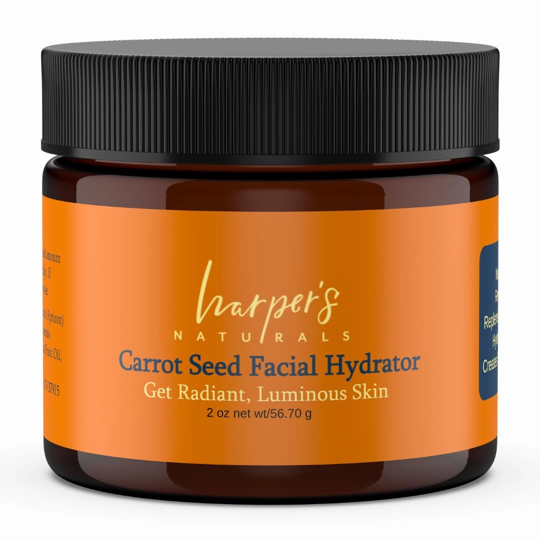 Harper's Naturals Carrotseed Facial Hydrator, All Natural Face Moisturizer, For All Skin Types, All Day Coverage, Smooths Fine Lines & Wrinkles, Carrotsedd Essential Oil Blend - 2 oz