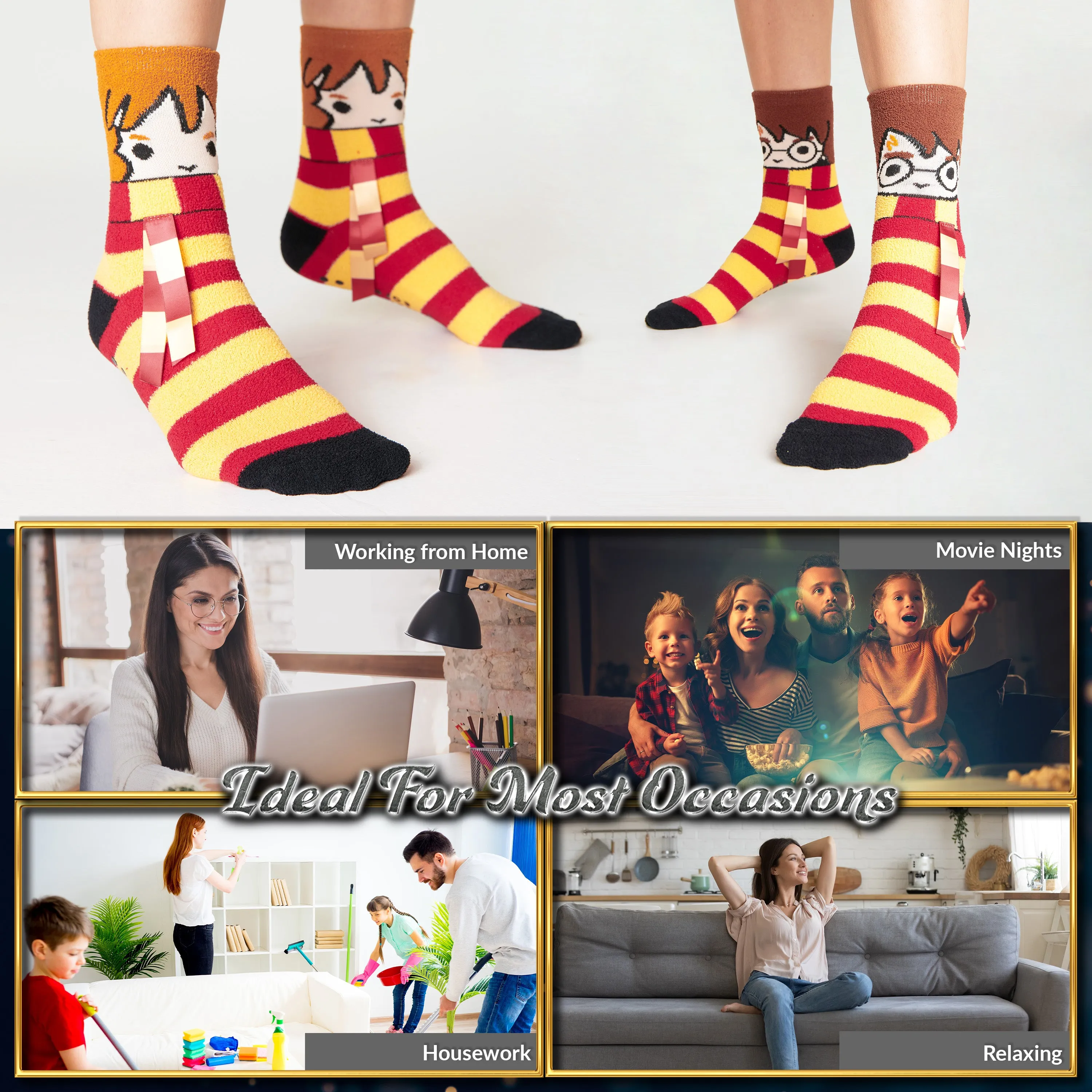 Harry Potter Fluffy Socks Womens, Multipack Slipper Socks