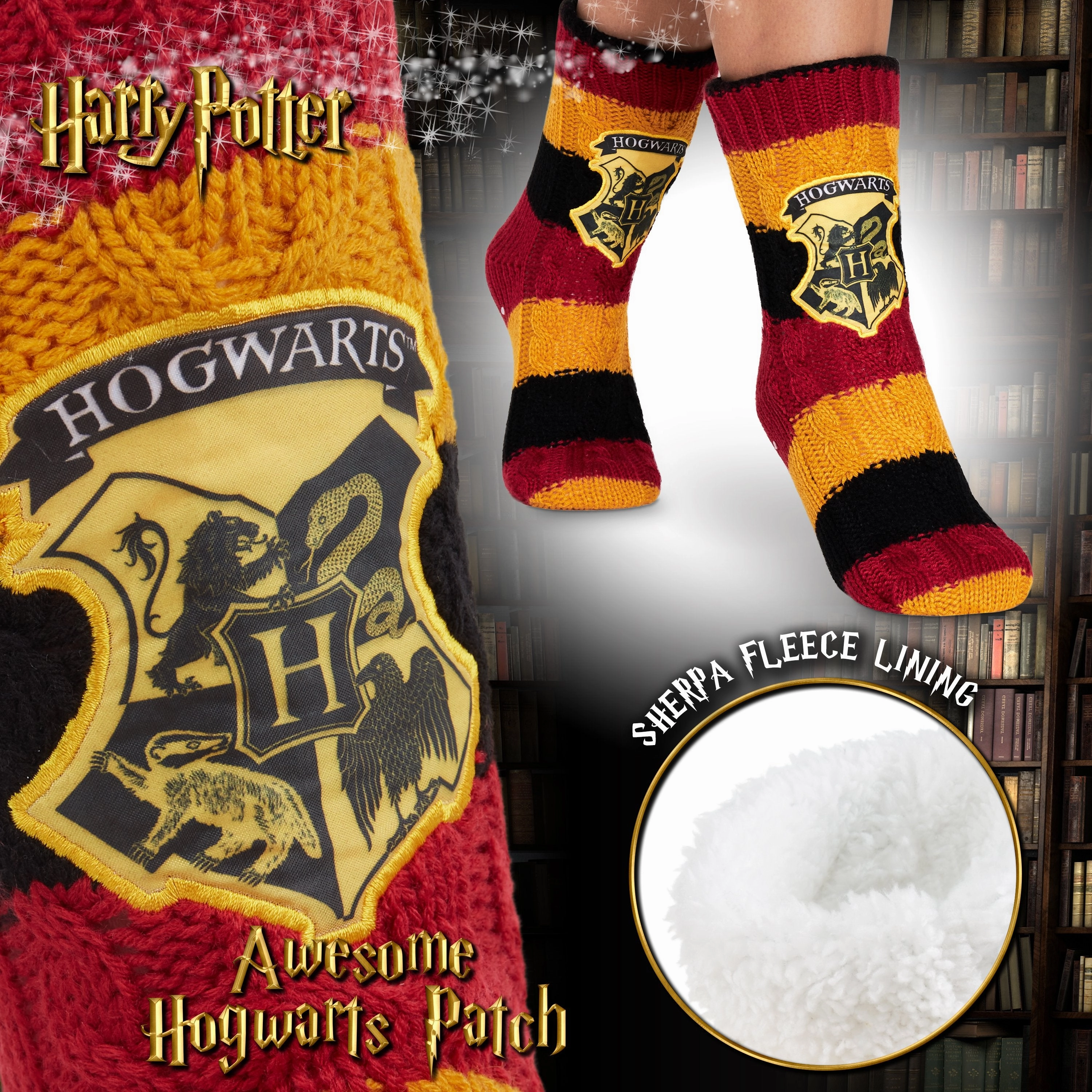 Harry Potter Slipper Socks, Women Knitted Fluffy Socks, Xmas Stocking Fillers