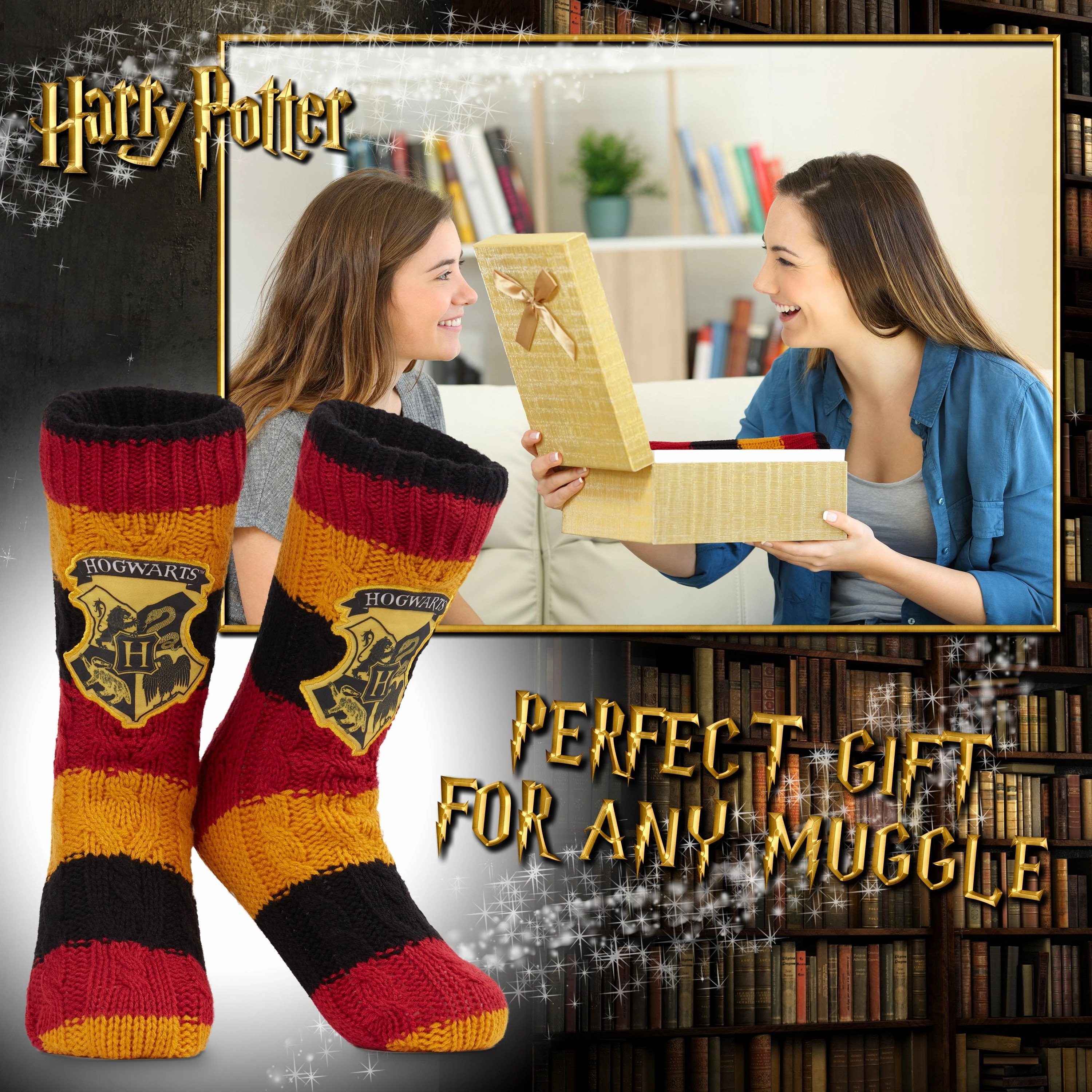 Harry Potter Slipper Socks, Women Knitted Fluffy Socks, Xmas Stocking Fillers