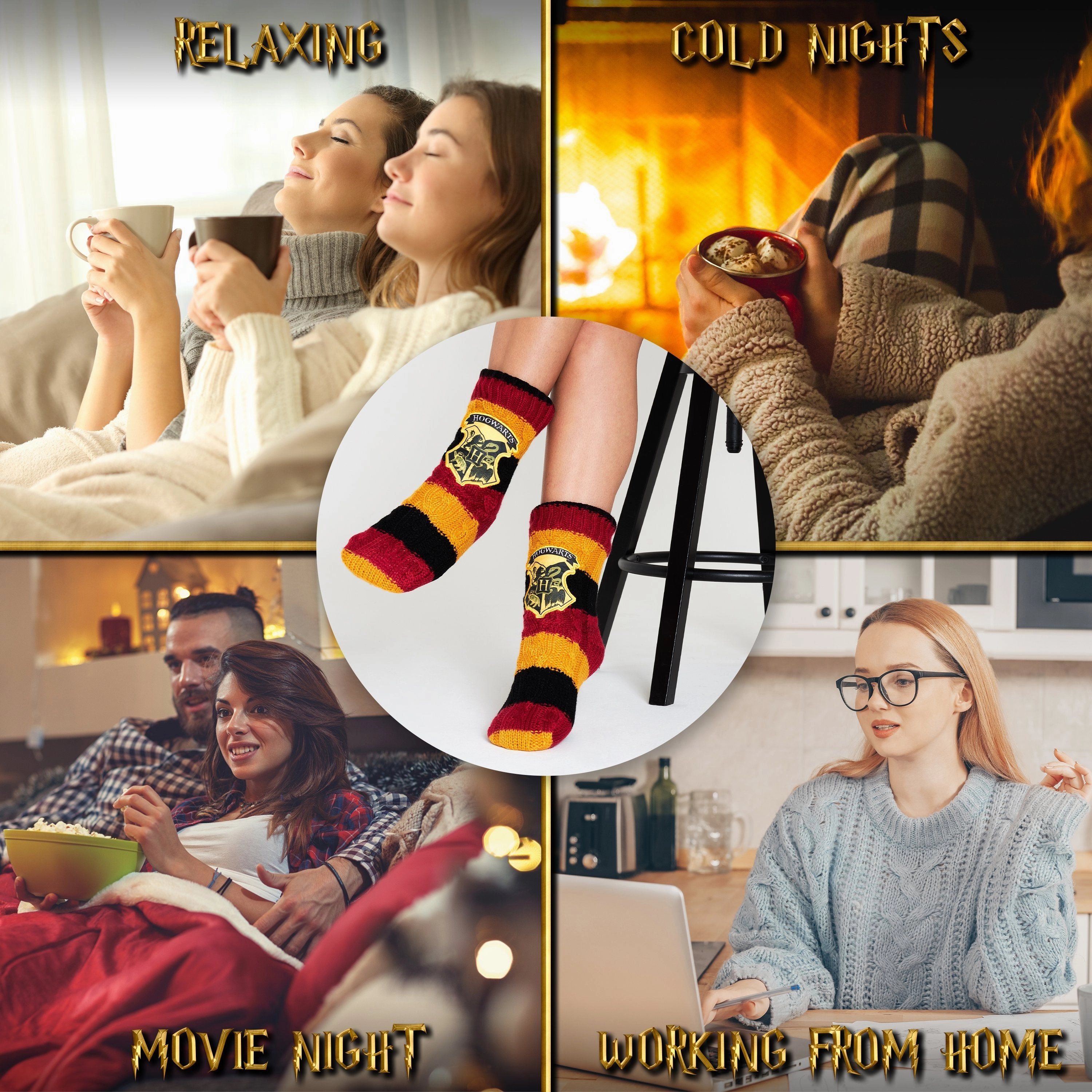 Harry Potter Slipper Socks, Women Knitted Fluffy Socks, Xmas Stocking Fillers