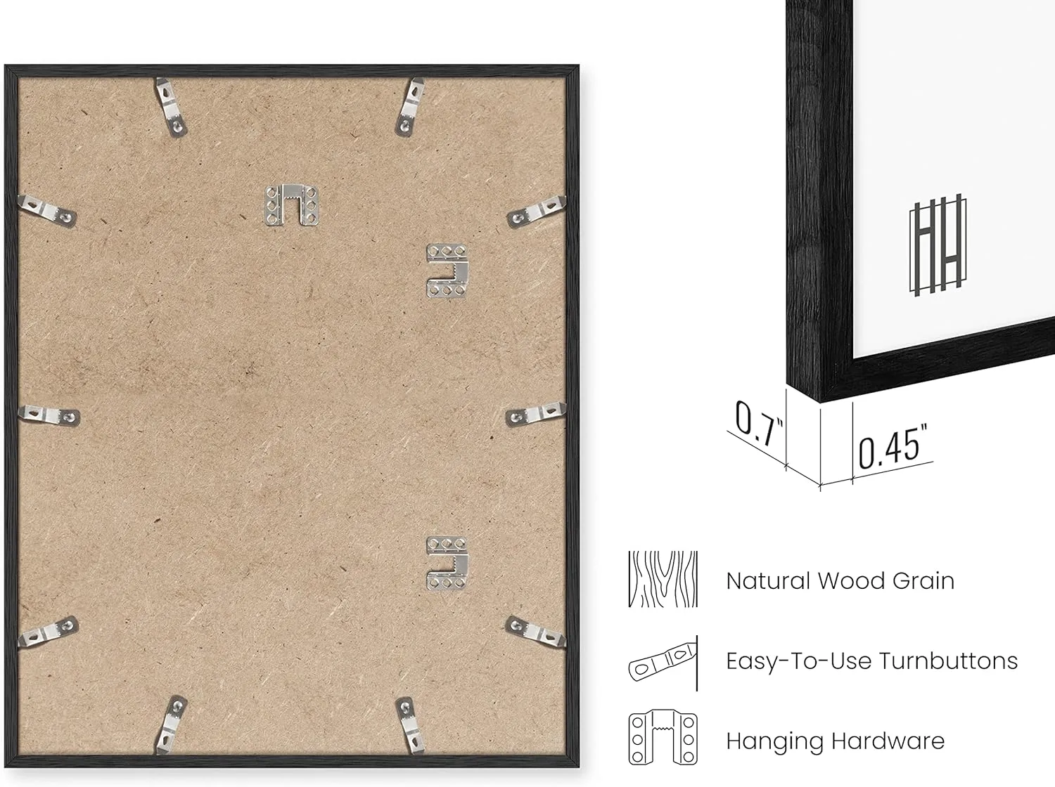HAUS AND HUES Black Oak Wood Frames Set of 3 - 16x20 Picture Frames for Wall