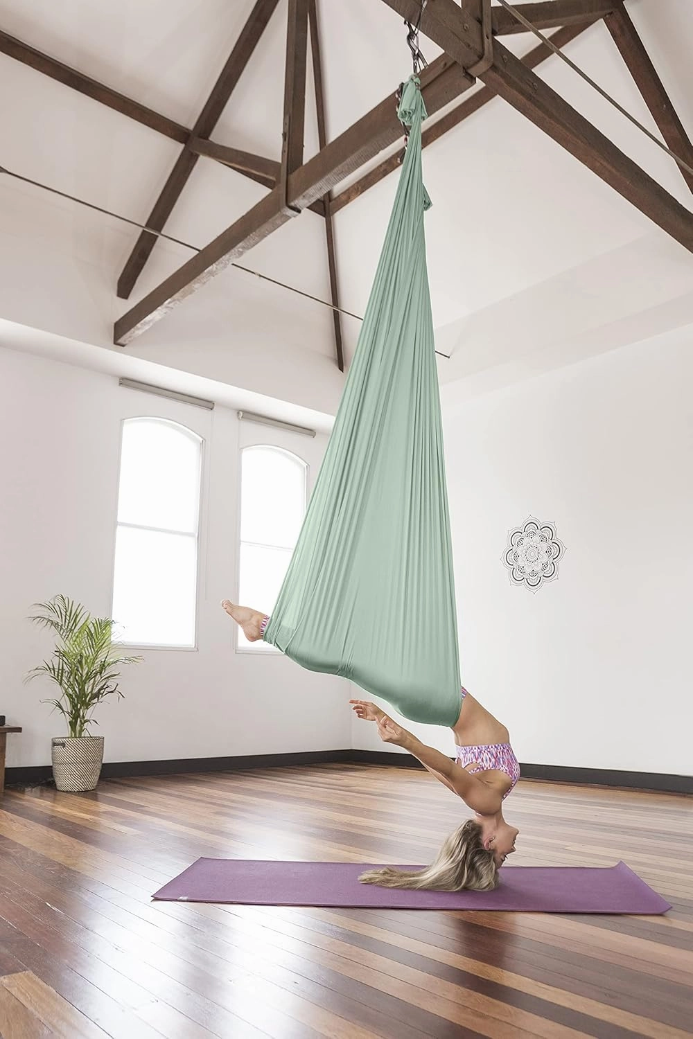 HEALTHYMODELLIFE PINC Active Silk Aerial Yoga Swing & Hammock Kit for Improved Yoga Inversions, Flexibility & Core Strength