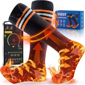 Heated Socks for Men Women, 5000mAh Upgraded Battery Heating Socks Rechargeable Washable, Electric Socks Foot Warmer for Hunting Camping Skiing Sports Outdoor Work