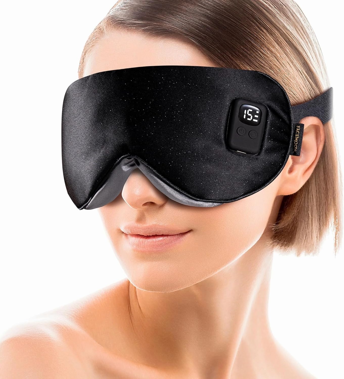 Heated Eye Mask for Dry Eyes: FSA HSA Eligible - Warm Compress for Digital Tired Eyes, Stye Relief - Cordless, Adjustable Heat & Timer Settings - Airplane/Road Travel, Sleep aid, Office nap Black
