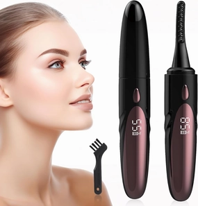 Heated Eyelash Curler, Heated Lash Curler 24 Hours Long Lasting Electric Eyelash Curler Fast Heat Up Within 10s Heat Eye lash curlers for Women Rechargeable Type-C 4 Heating Modes (Ebony)