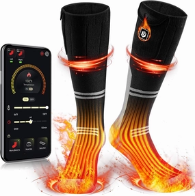 Heated Socks for Men Women 9V Constant Voltage 3000mAh Battery Rechargeable Washable APP Control Electric Heating Socks for Hunting Fishing Hiking（Black L）