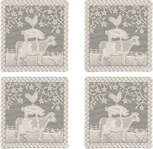Heritage Lace Farmhouse 14" x 14" Doilies (Set of 4), Natural