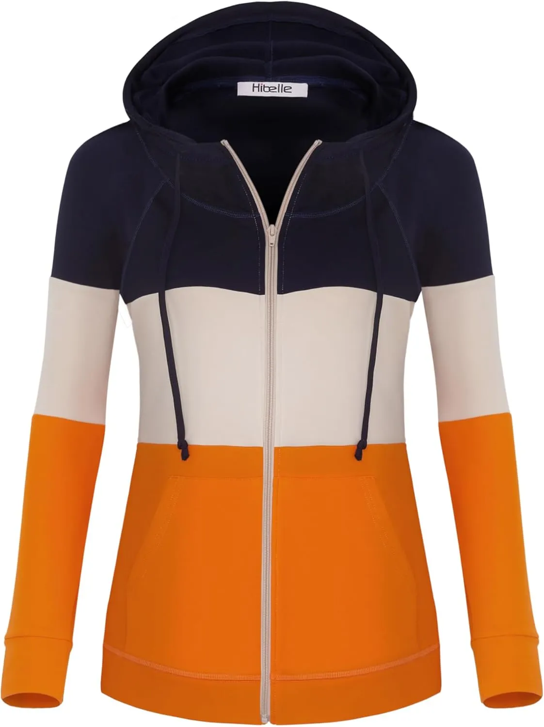 Hibelle Women's Full-Zip Fleece Lined Hoodie Sports Sweatshirts with Handy Pockets & Inside Pocket
