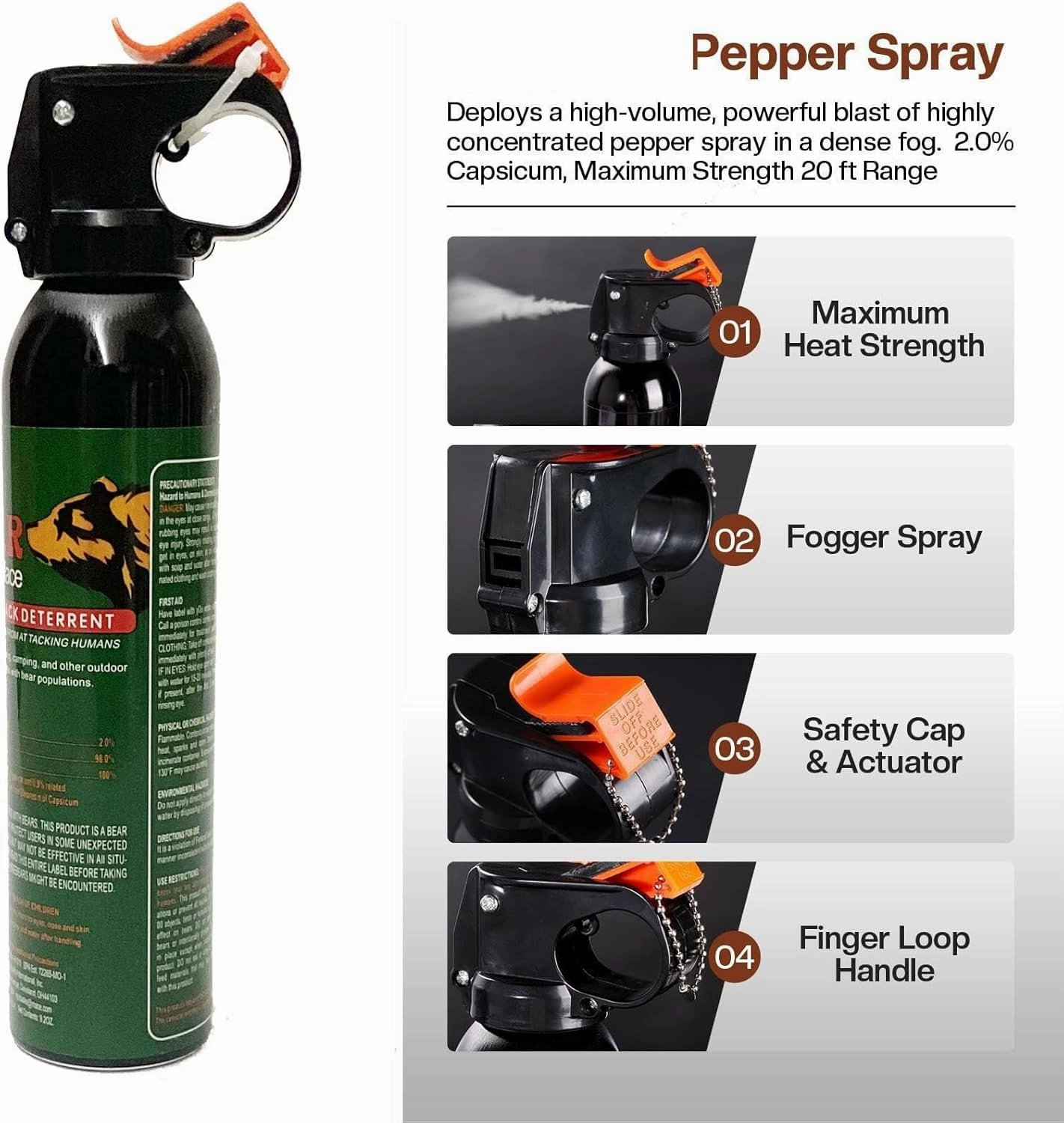 High Volume Pepper Spray for Hiking - Maximum Strength, Powerful Protection for Camping & Outdoor Activities