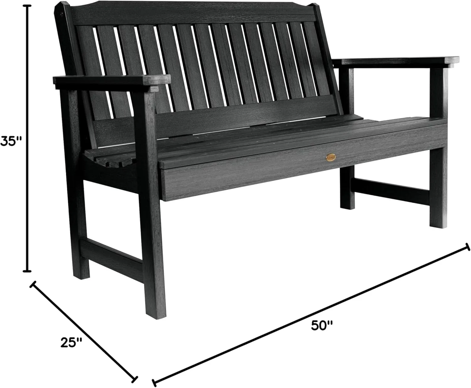 Highwood AD-BENW2-BKE Lehigh Garden Bench, 4 Feet, Black