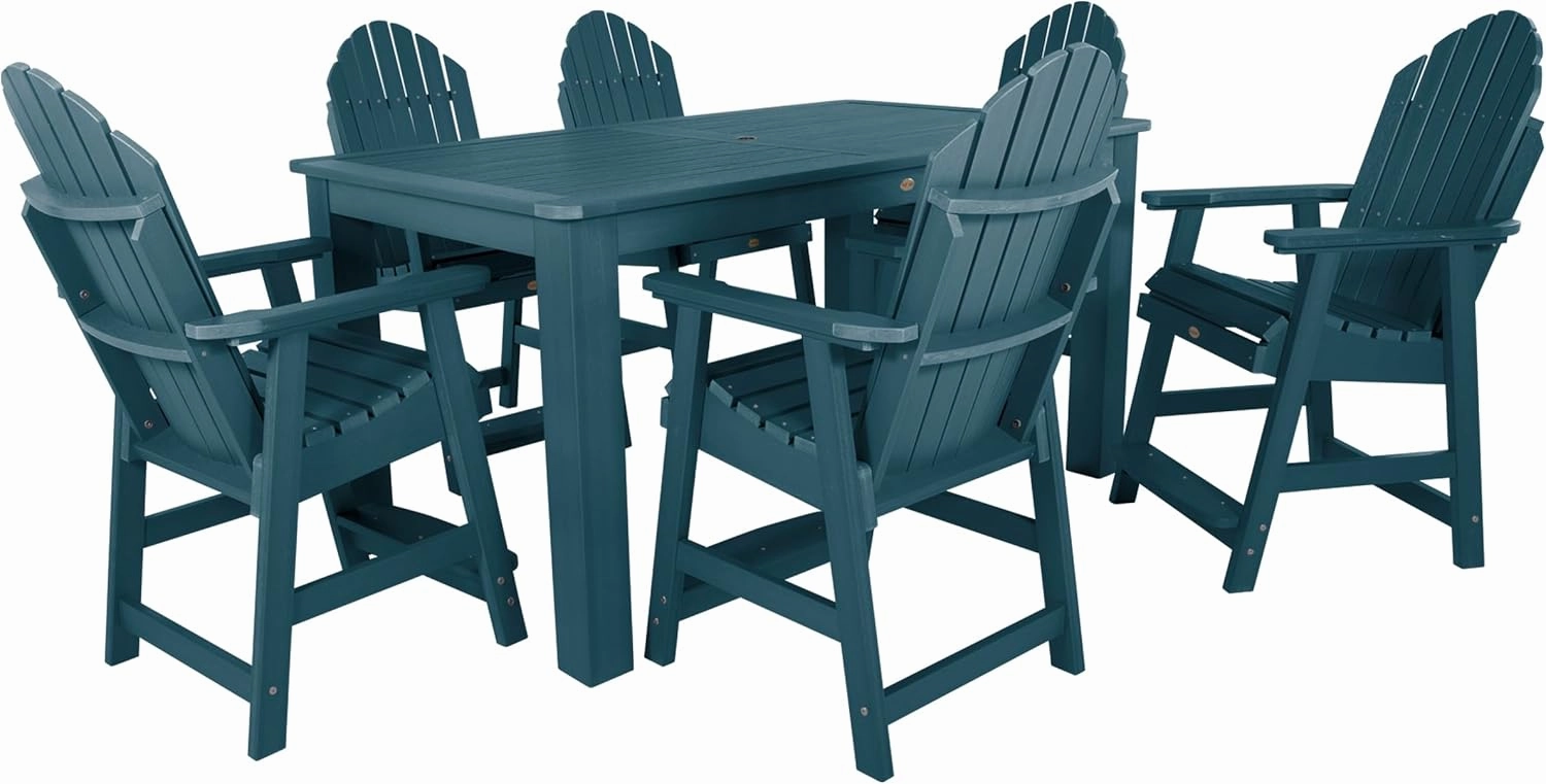 Highwood Hamilton Adirondack 7pc Counter Height Dining Set 72" x 42", Nantucket Blue