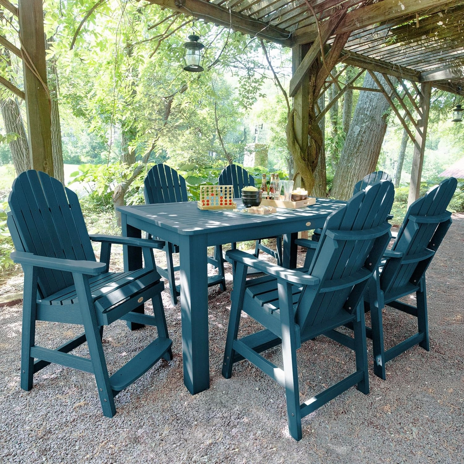 Highwood Hamilton Adirondack 7pc Counter Height Dining Set 72" x 42", Nantucket Blue