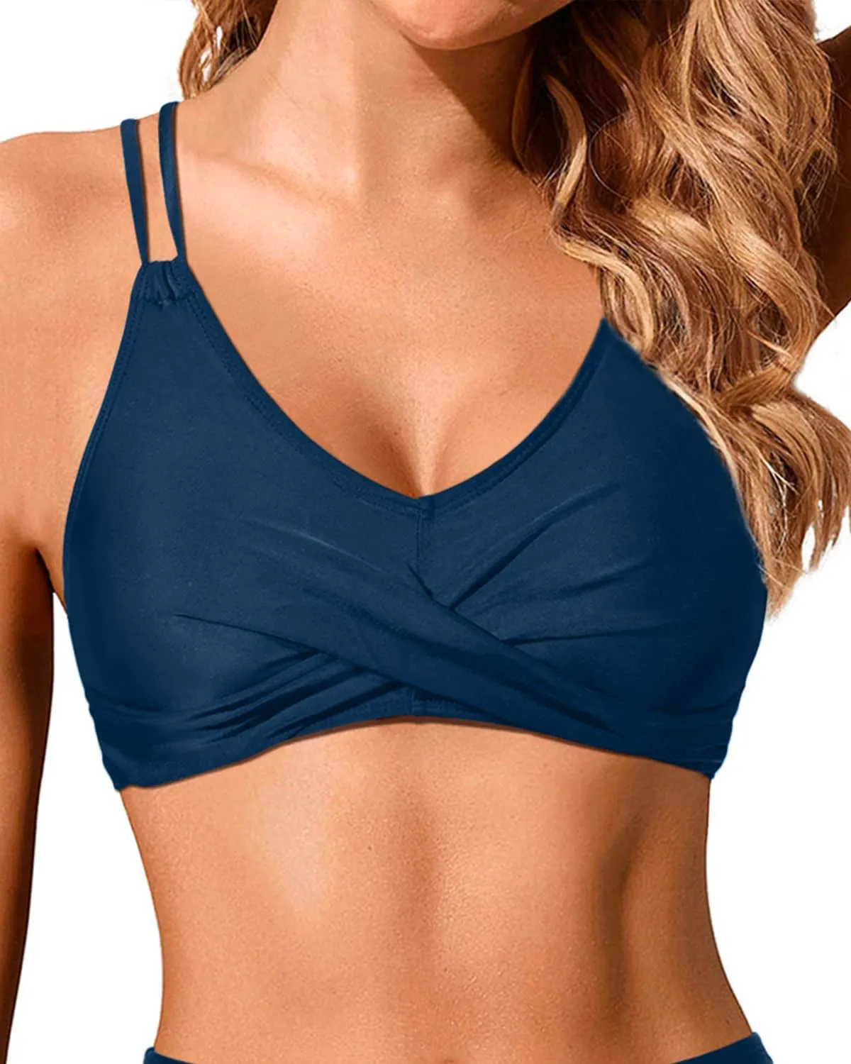 Holipick Women's Twist Front Bikini Tops - Push Up Bathing Suit Top Padded Swimsuit Top
