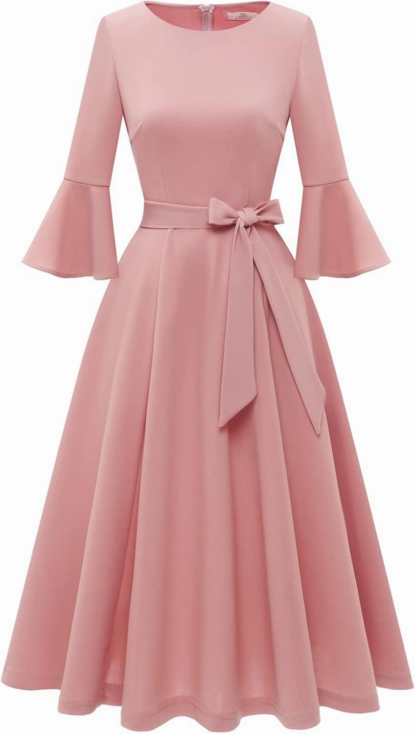 HomRain Women's Church Dresses for 2025 Wedding Guest Cocktail Tea Party Bell Sleeve Vintage Evening Graduation Dress