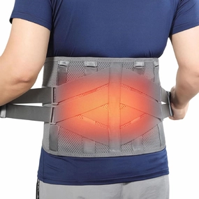 HONGJING Heated Back Brace Rechargeable for Lower Back Pain Relief, Heating Lumbar Support Belt with 7 Metal Stays, 3 Heat Levels for Men Women Herniated Disc, Scoliosis,Sciatica (L)