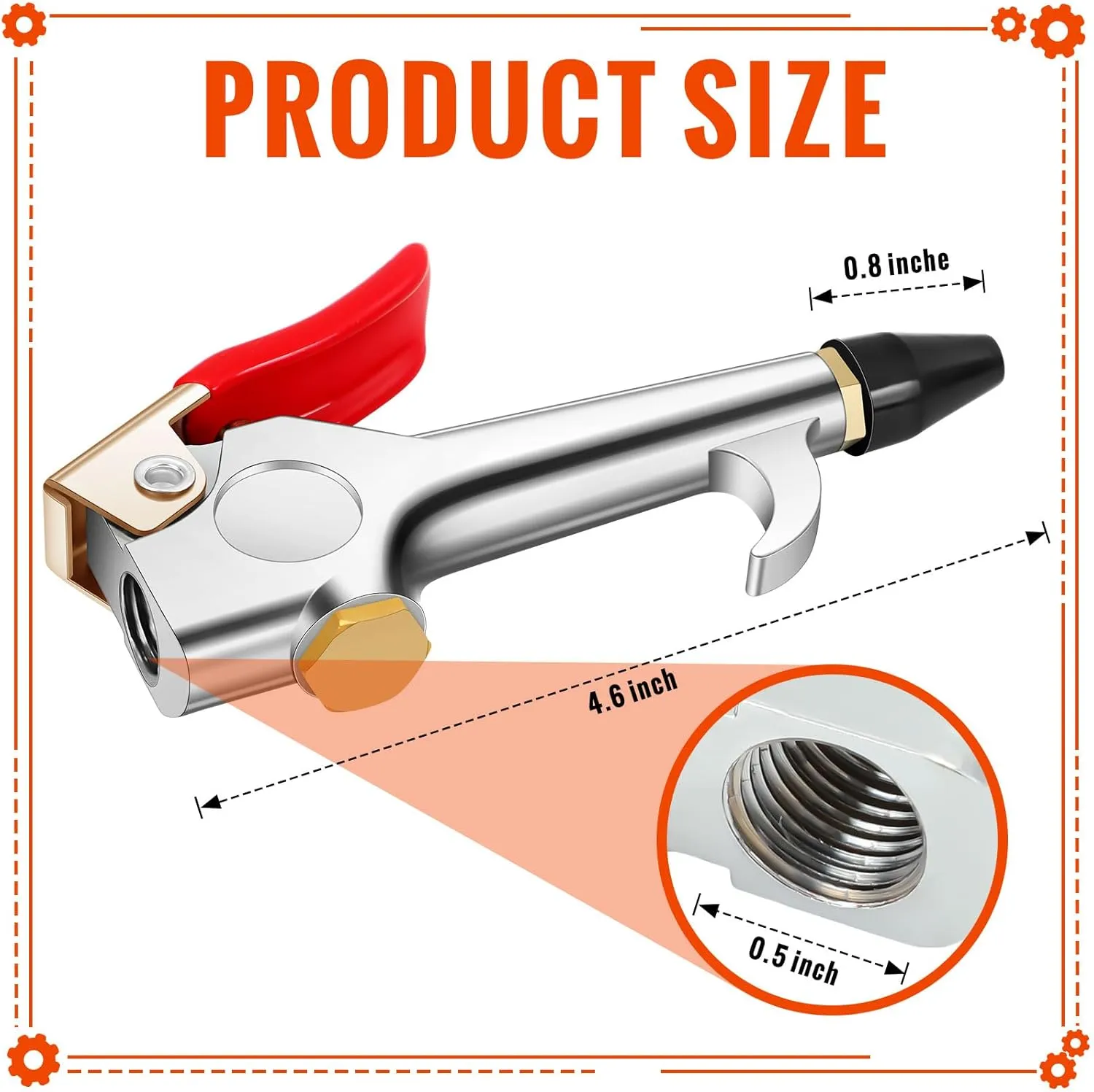 Honoson 4 Pieces 1/4 NPT Lever Blow Gun Air Nozzle Dust Cleaning Blower Gun with Rubber and Safety Tip Nozzles Air Tool for Home Shop Garage Industry