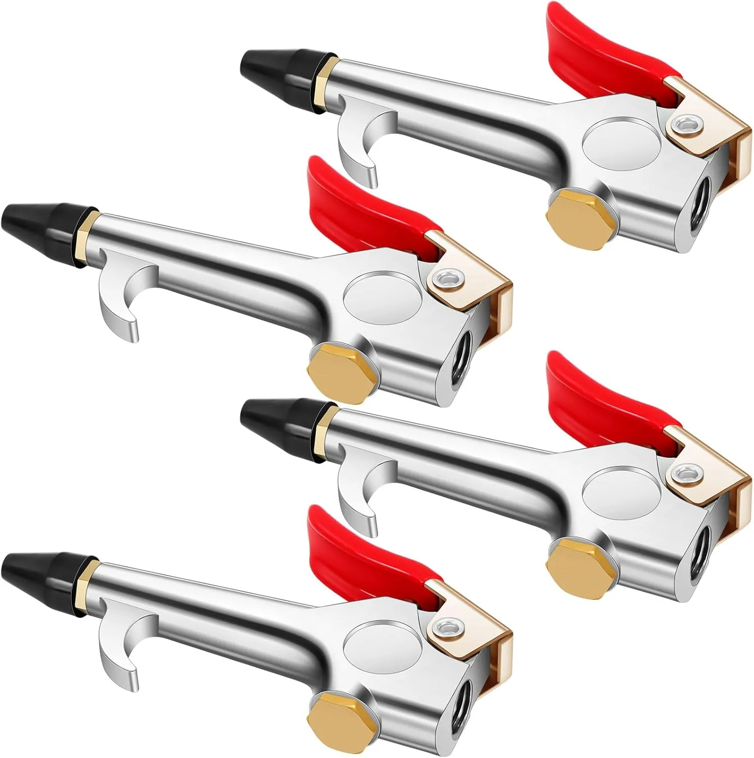 Honoson 4 Pieces 1/4 NPT Lever Blow Gun Air Nozzle Dust Cleaning Blower Gun with Rubber and Safety Tip Nozzles Air Tool for Home Shop Garage Industry