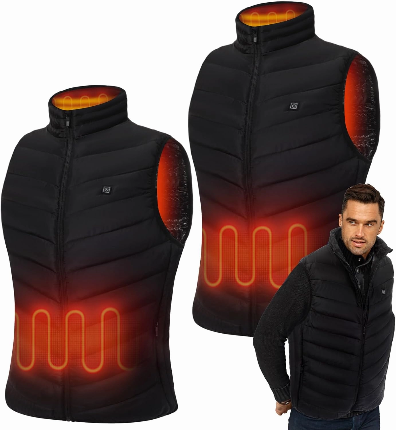 Honoson 2 Pcs XXL Heated Vests for Men Women USB Electric Heated Jackets with 3 Heating Levels 9 Zones Adjustable Rechargeable Lightweight for Winter Warm Outdoor, Battery Not Included
