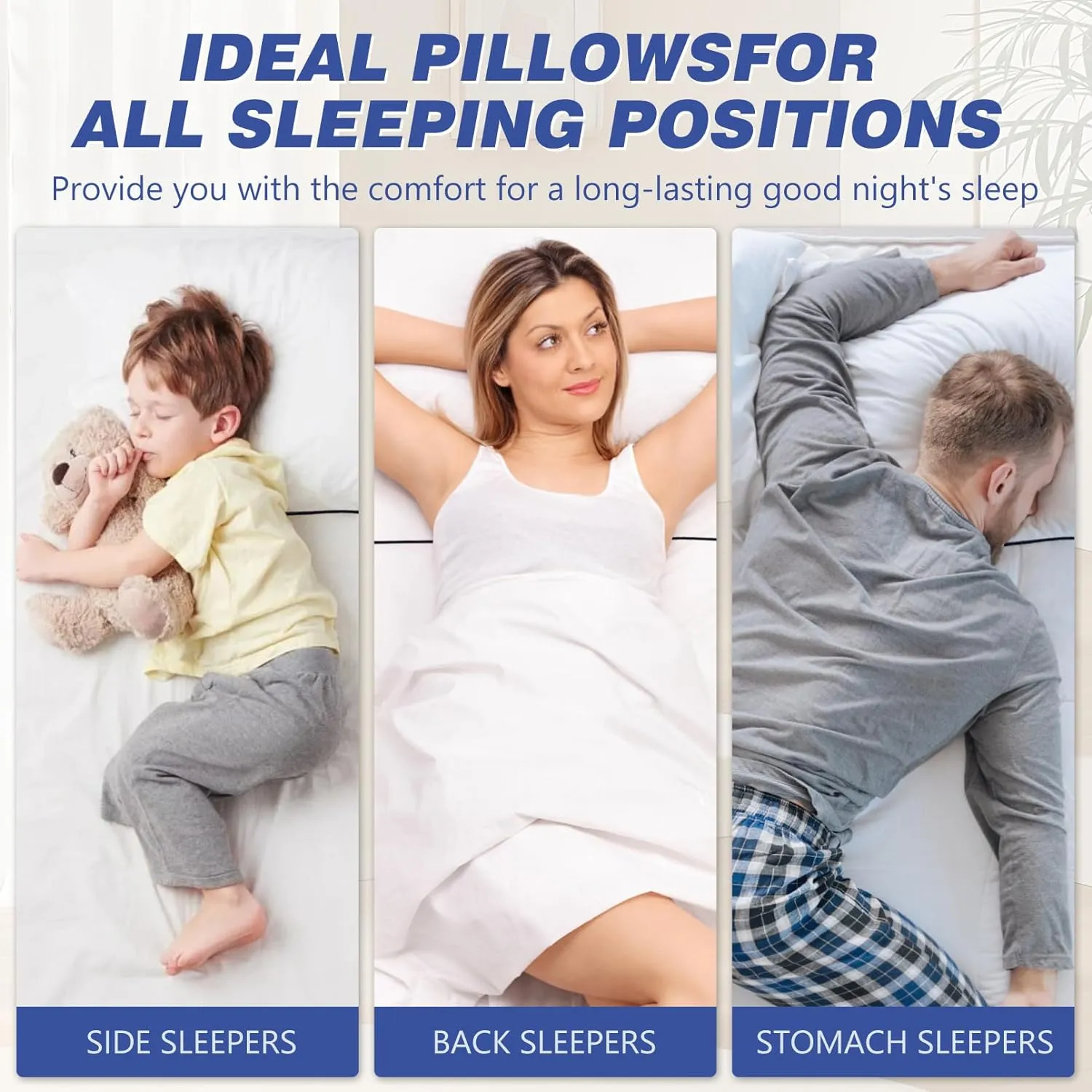 Hotel Collection Bed Pillows for Sleeping 2 Pack King Size Cooling Pillows Set of 2 for Back, Stomach or Side Sleepers, Super Soft Down Alternative Microfiber Filled Pillows