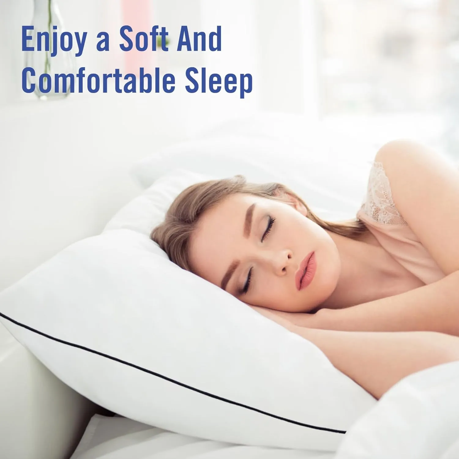 Hotel Collection Bed Pillows for Sleeping 2 Pack Queen Size Cooling Pillows Set of 2 for Back, Stomach or Side Sleepers, Super Soft Down Alternative Microfiber Filled Pillows