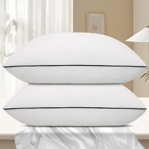 Hotel Collection Bed Pillows for Sleeping 2 Pack Queen Size Cooling Pillows Set of 2 for Back, Stomach or Side Sleepers, Super Soft Down Alternative Microfiber Filled Pillows