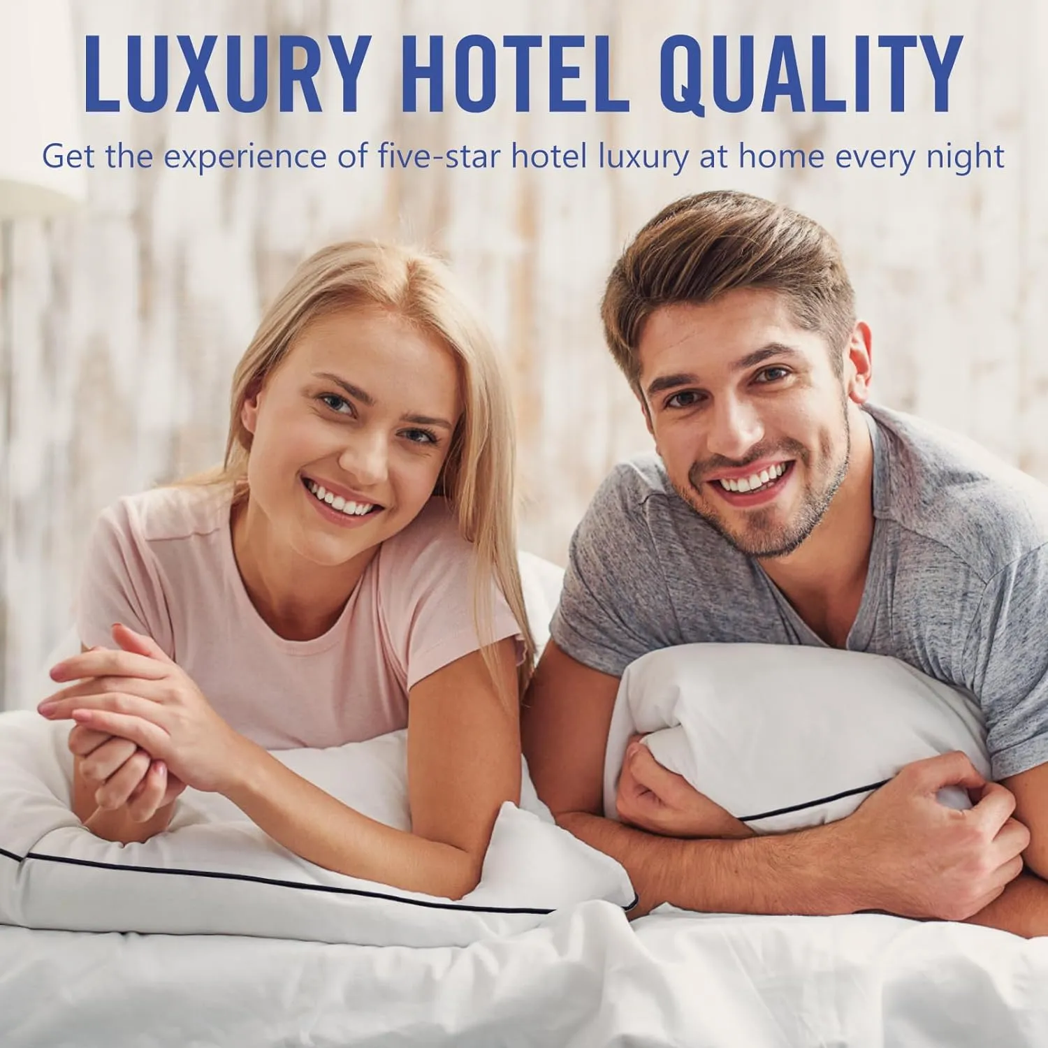 Hotel Collection Bed Pillows for Sleeping 2 Pack Queen Size Cooling Pillows Set of 2 for Back, Stomach or Side Sleepers, Super Soft Down Alternative Microfiber Filled Pillows