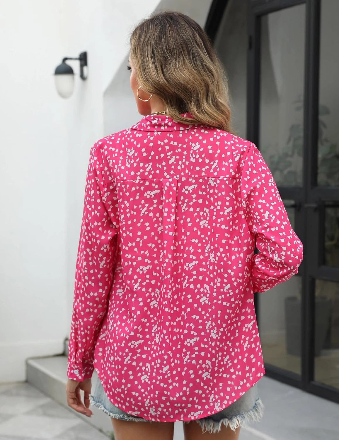 HOTOUCH Women Button Down Shirts with Pockets Long Sleeve Office Blouses Casual Business Tops Slim Fit Chiffon Shirts S-XXL