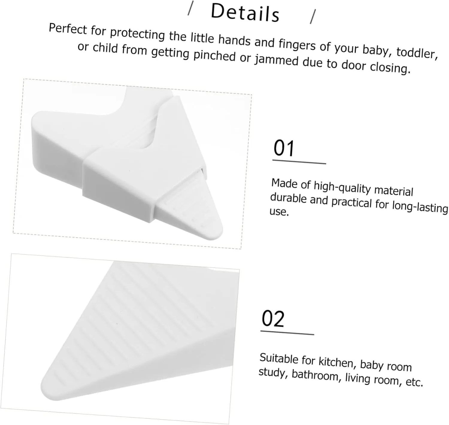 Housoutil Practical Wedge Door Stopper Door Guard for Baby Child Safety No-Tool Install Stopper