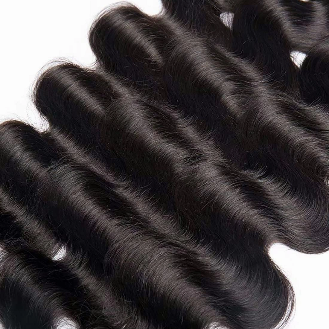 Human Hair Bundles Natural Black Color Brazilian Unprocessed Virgin Human Hair Quick Weave Extensions (26 28 30 Inch Natural Body Wave)