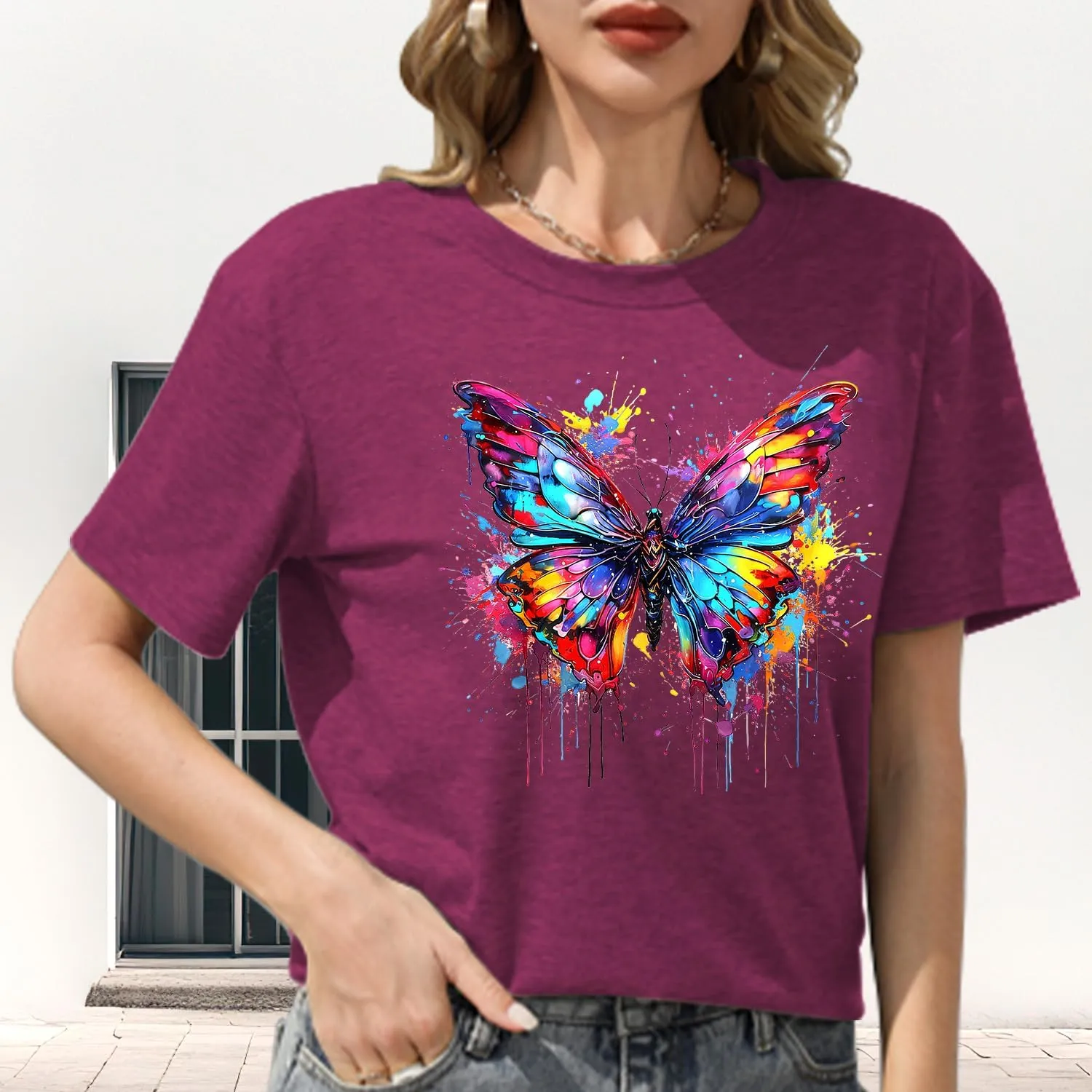 Hummingbird Shirt for Women Funny Women's Flower Graphic Tees Cute Bird Lover Short Sleeve Shirts ﻿