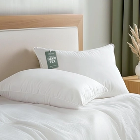 Hypoallergenic Bamboo Viscose Shell, Soft Standard/Queen Size Bed Pillows Set of 2 with Down Alternative Filling, Oeko-Tex Certified, Luxury Hotel Quality for Back, Stomach and Side Sleepers