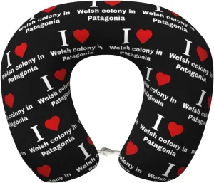 I Love Welsh Colony in Patagonia Neck Pillow Memory Foam U-Shaped Travel Neck Pillow for Airplanes Car Home