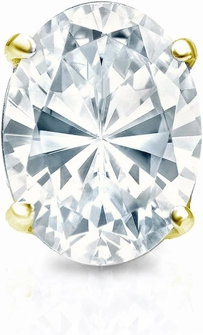 IGI Certified 14k Yellow Gold 4-Prong Basket Oval Diamond SINGLE STUD Earring (3/4 cttw, G-H, SI1-SI2)