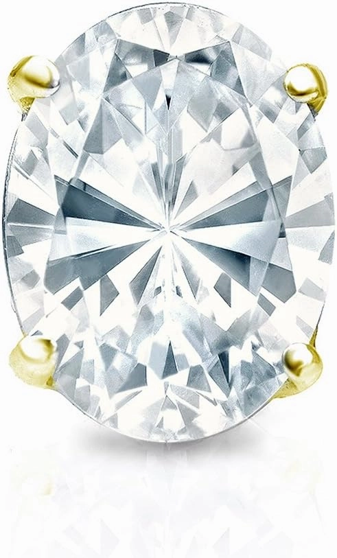 IGI Certified 14k Yellow Gold 4-Prong Basket Oval Diamond SINGLE STUD Earring (3/4 cttw, G-H, SI1-SI2)
