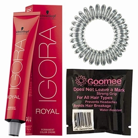 Igora Royal 5-00 Light Brown Natural Extra Permanent Hair Color & Goomee The Markless Hair Loop Single Diamond Clear (Bundle 2 items)
