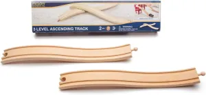 inc. 3 Level Ascending Wooden Train Track, Wooden Track Pieces Creates Double Ascending and Descending, Reversible Tracks, 2 Piece Pack Compatible with Major Brands