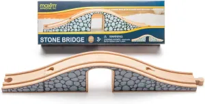 inc. Wooden Stone Bridge Set, 3 Piece Over & Under Bridge, Hardwood ToyTrain Accessories, Wooden Railway Bridge Pieces Compatible with Thomas & Friends and All Major Brands