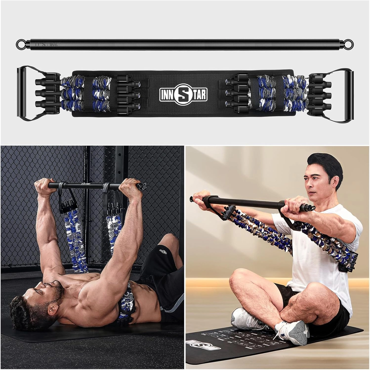 Innstar Multi-Function Resistance Bands for Working Out, Push Up Exercise Bands Resistance Bands Set for Bench Press Gym Equipment, Home Workout, Travel Portable