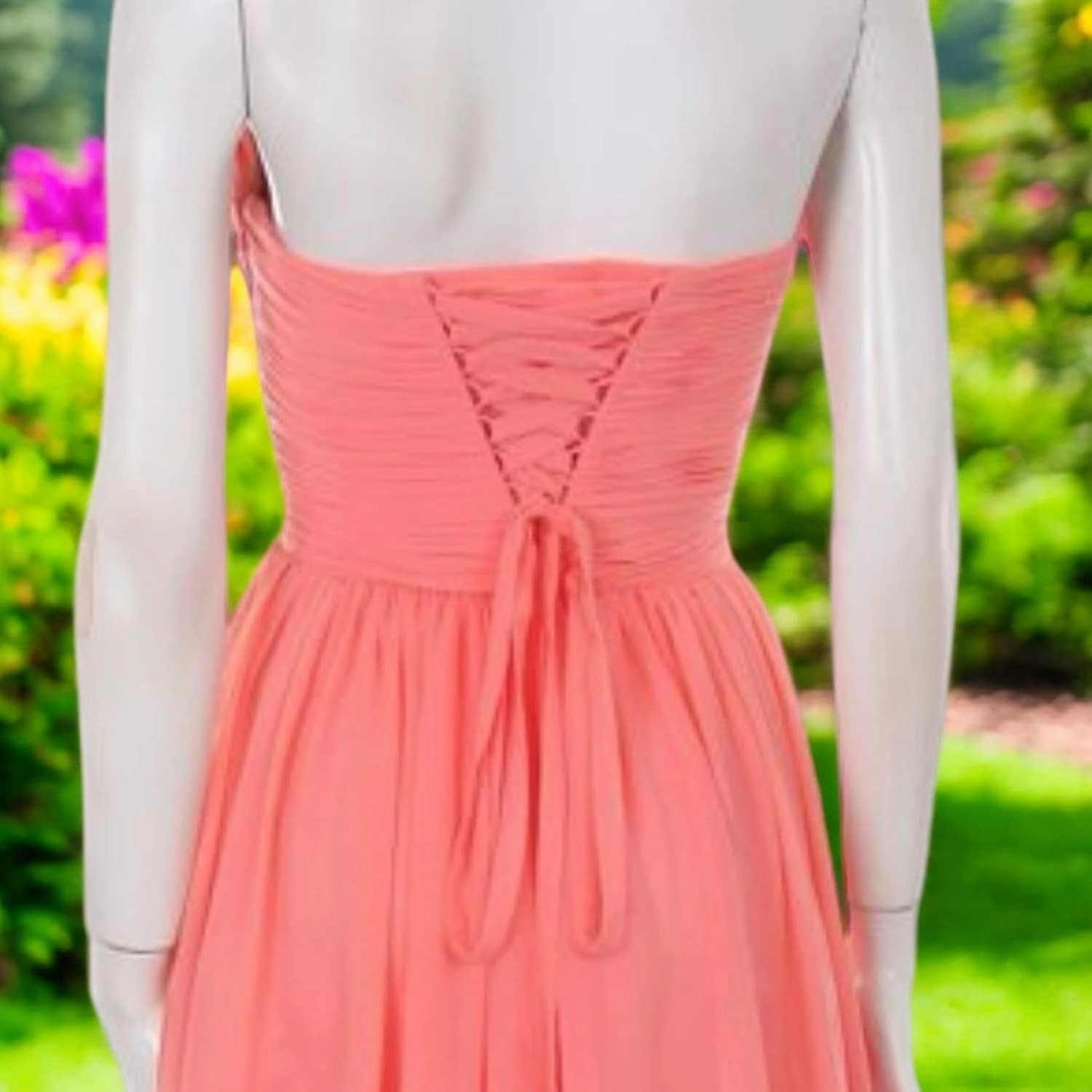 Isla Coral Strapless, Rhinestone Embellished, Maxi Dress