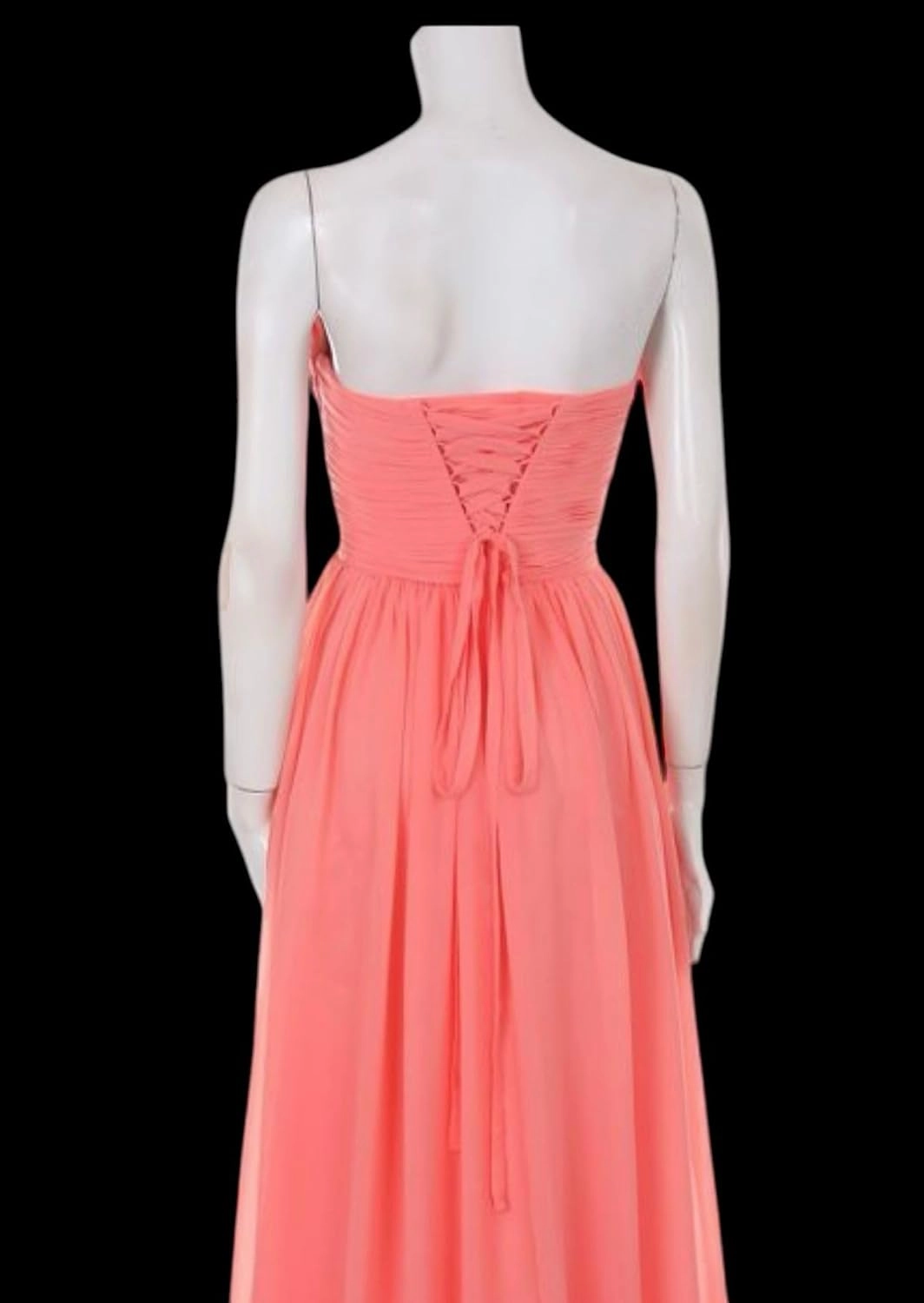 Isla Coral Strapless, Rhinestone Embellished, Maxi Dress