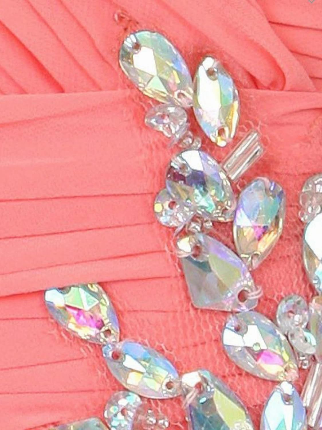 Isla Coral Strapless, Rhinestone Embellished, Maxi Dress