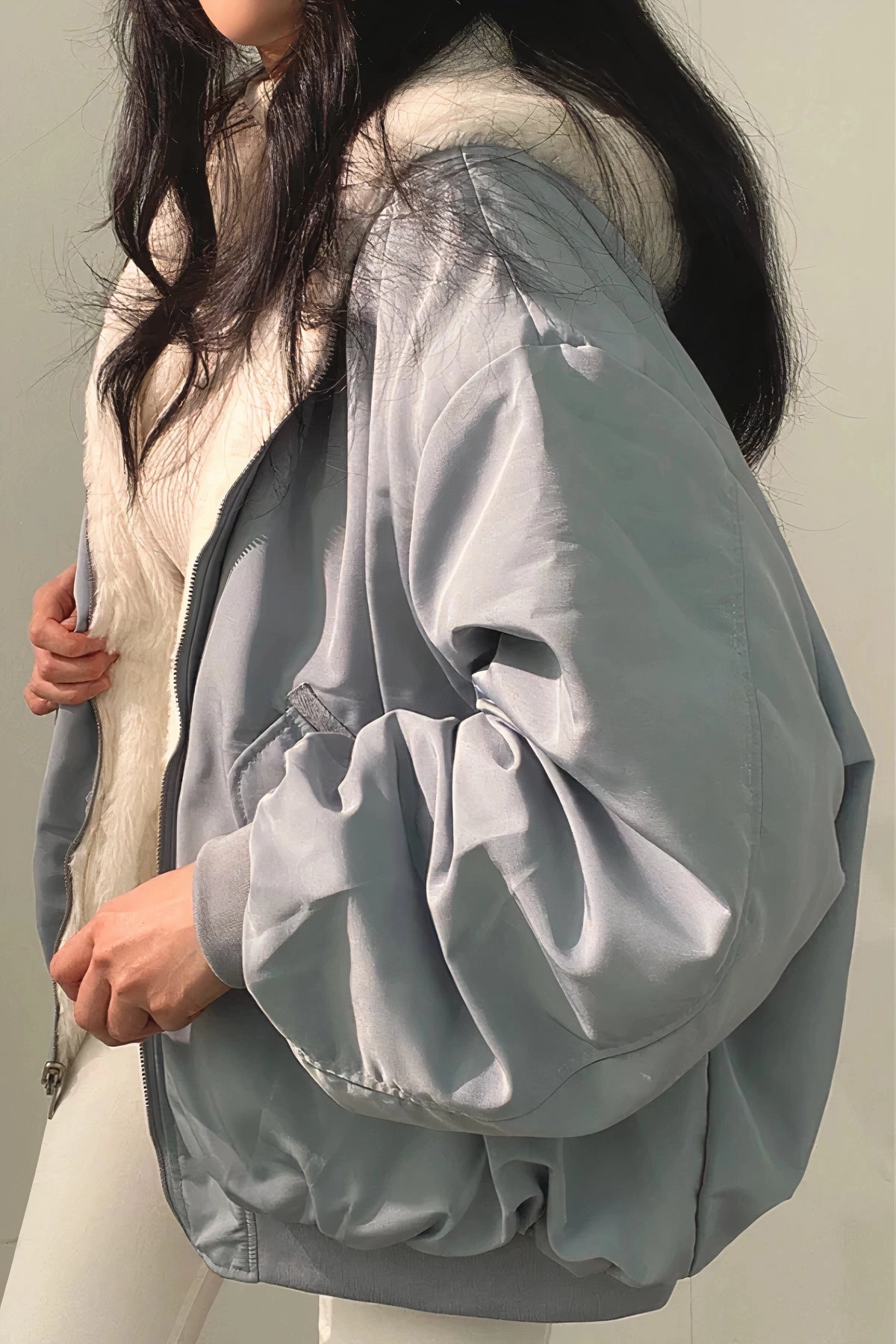 Ivory Faux Fur Oversized Fluffy Women's Winter Coat