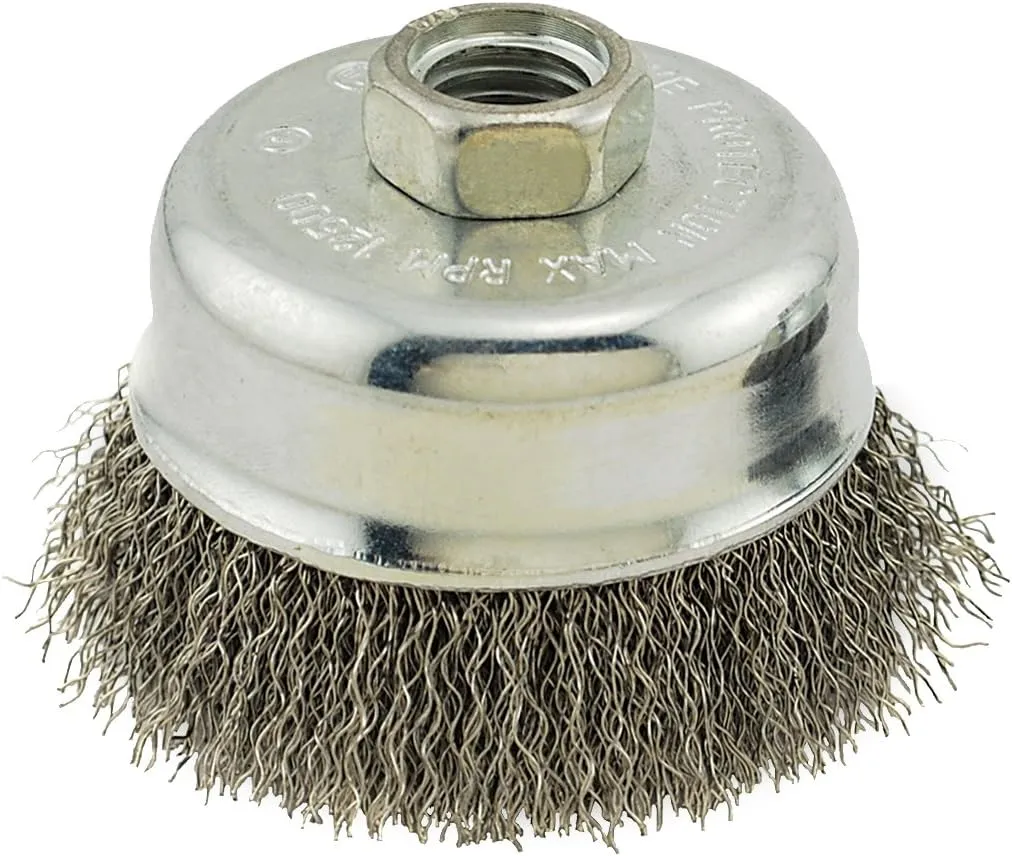 IVY Classic 38910 3-Inch x 5/8-Inch-11 Arbor, Stainless Steel Crimped Wire Cup Brush - 0.012-Inch Coarse, 1/Card