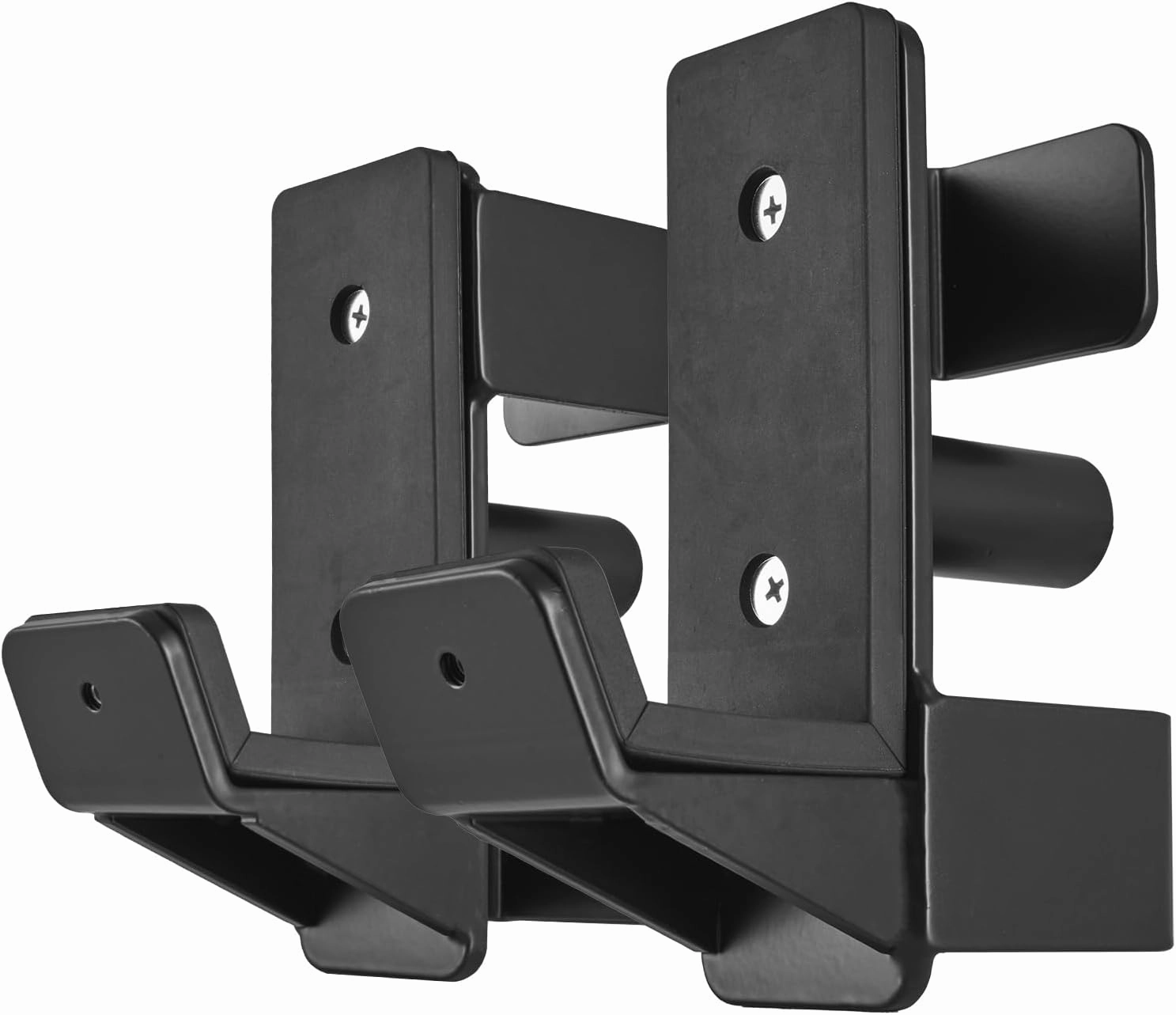 J Hooks for 2" x 2" Power Rack, Rubber Pad J-Hook for Power Cage, Bottom Reinforced Steel J Cups for Squat Rack, Heavy Duty Barbell Holder, Black